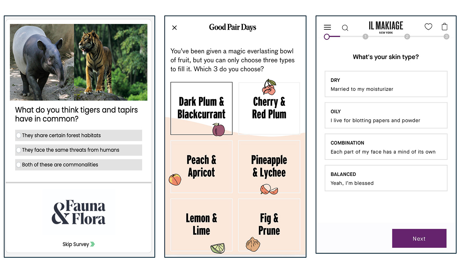 Examples of interactive online content like quizzes and polls